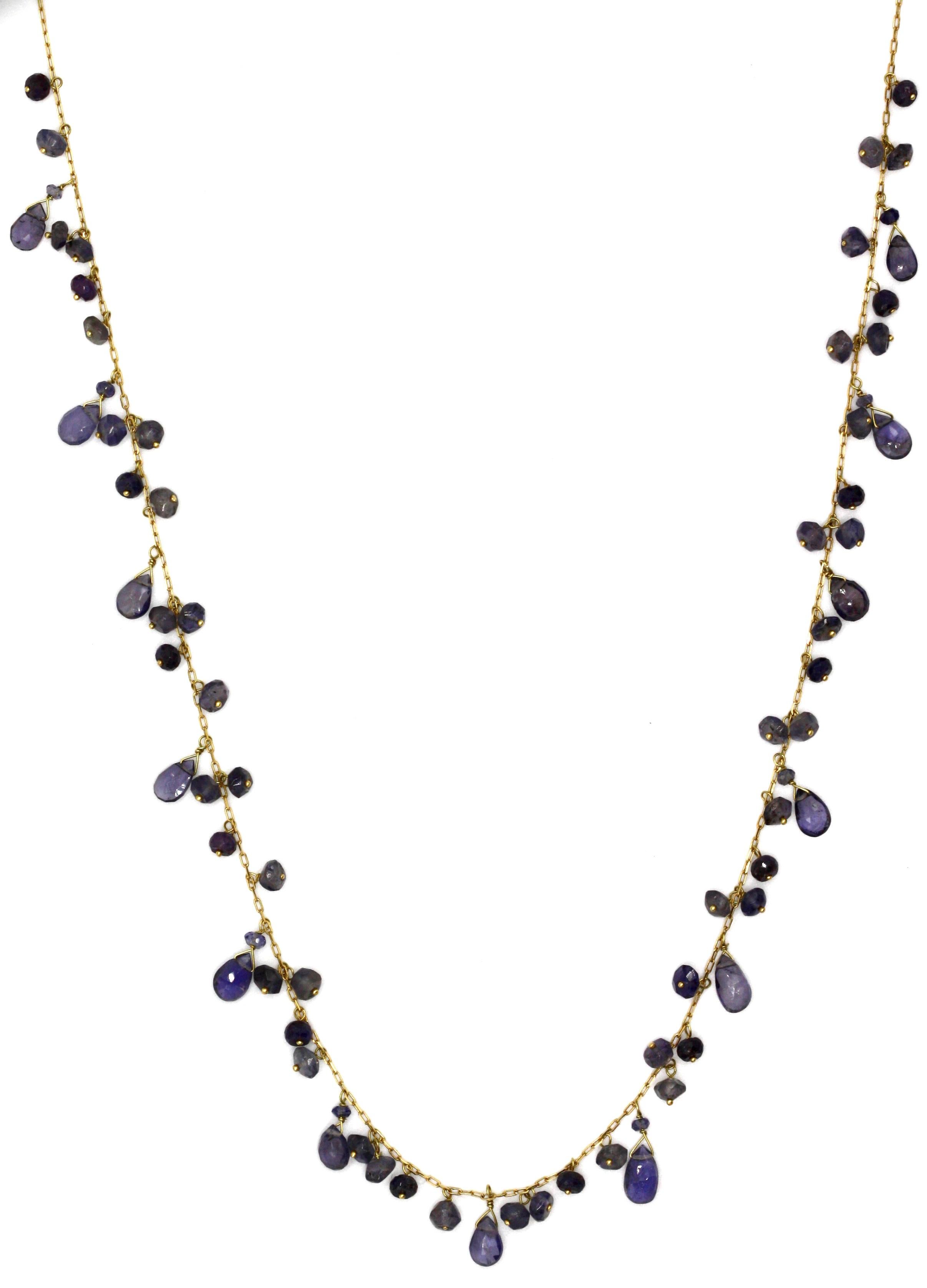 Round Cut 18 Karat Gold and Amethyst Necklace For Sale