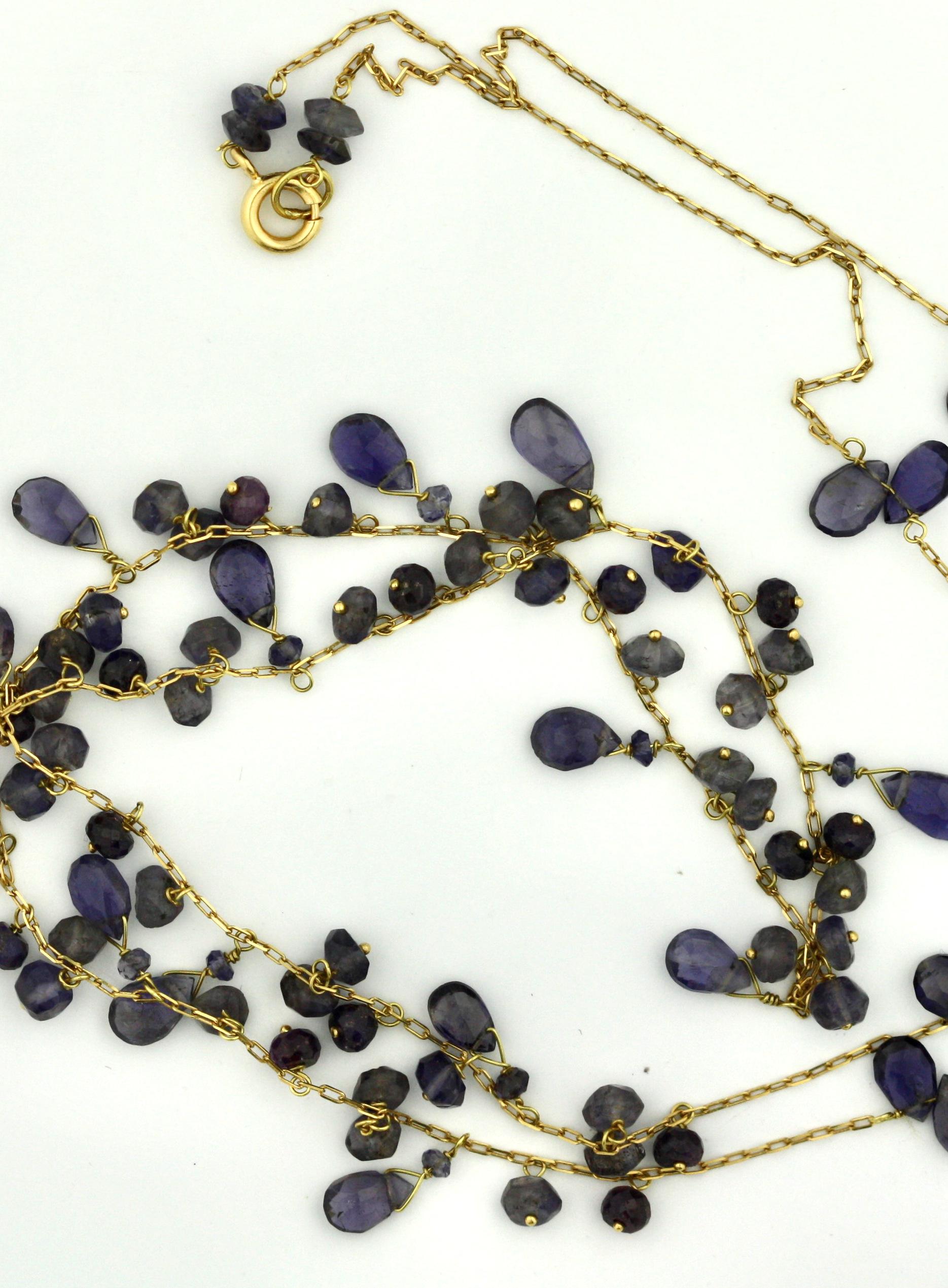 Women's or Men's 18 Karat Gold and Amethyst Necklace For Sale