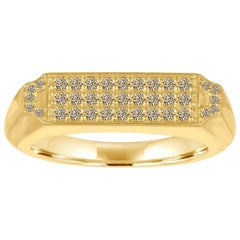 Used 18 Karat Gold and Champagne Diamond Pave Diamond Signet Ring