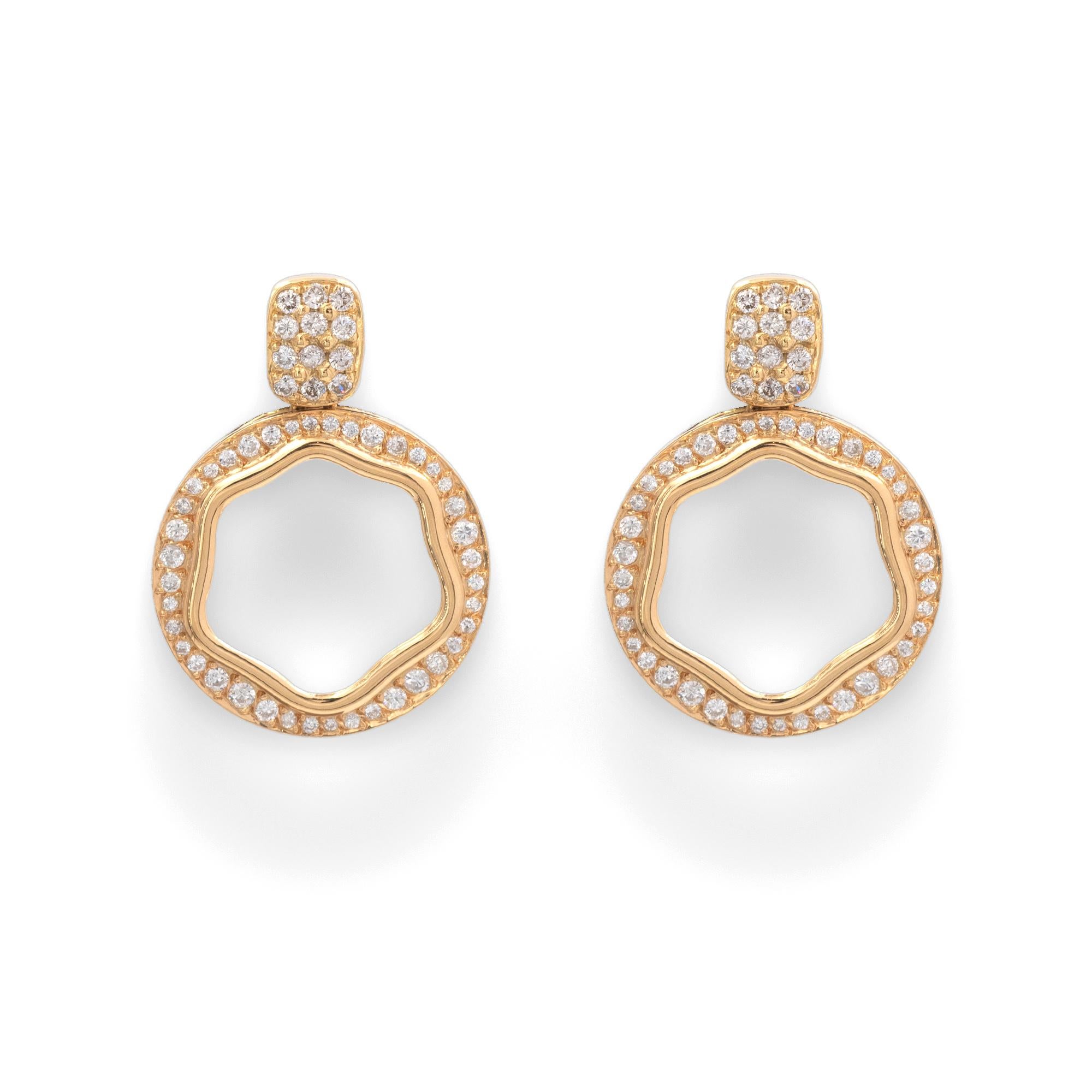 18 Karat Gold and Diamond Circle Earrings In New Condition For Sale In Monte Carlo, MC