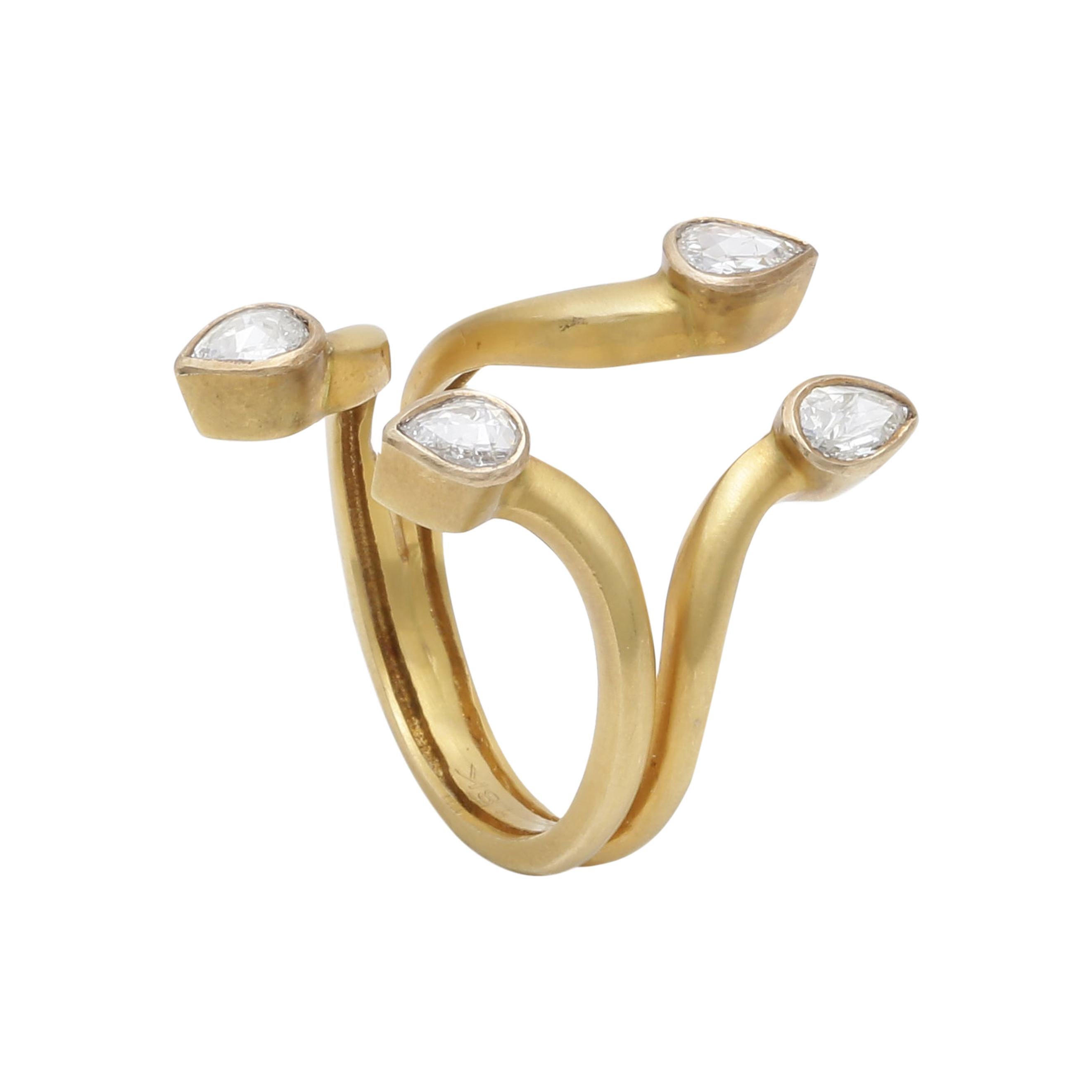 18 Karat Gold and Diamond Cocktail Ring For Sale