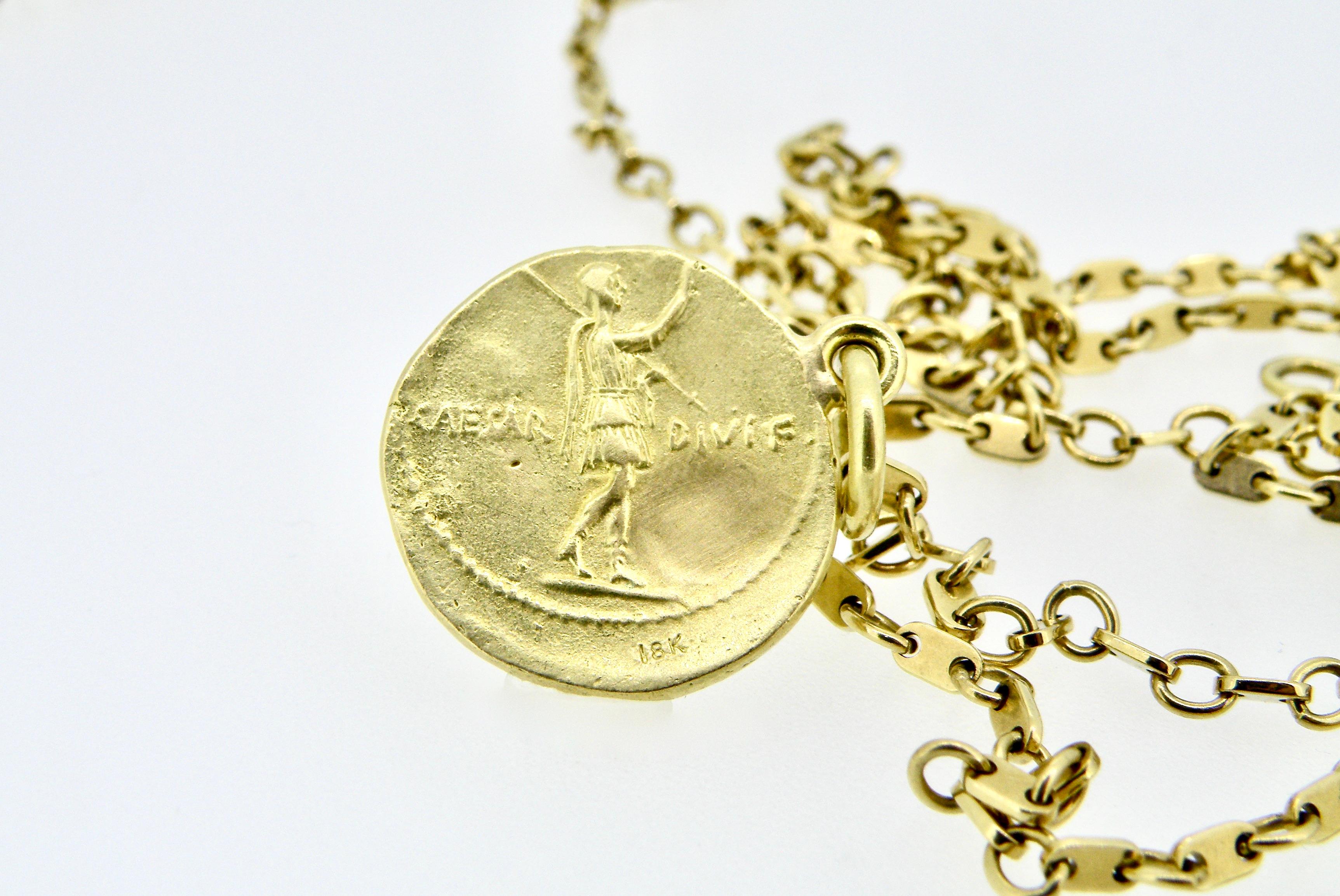Contemporary 18 Karat Gold and Diamond Coin Pendant