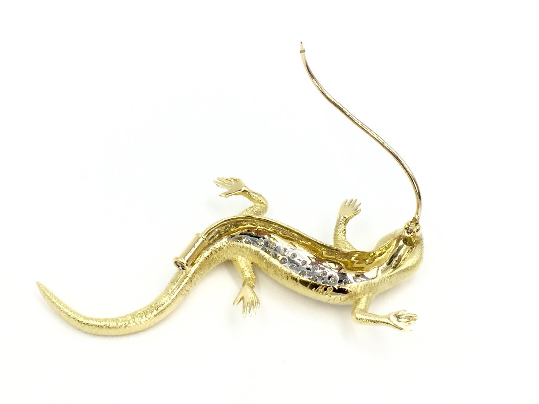 18 Karat Gold and Diamond E. Wolfe & Co. Lizard Brooch For Sale 1