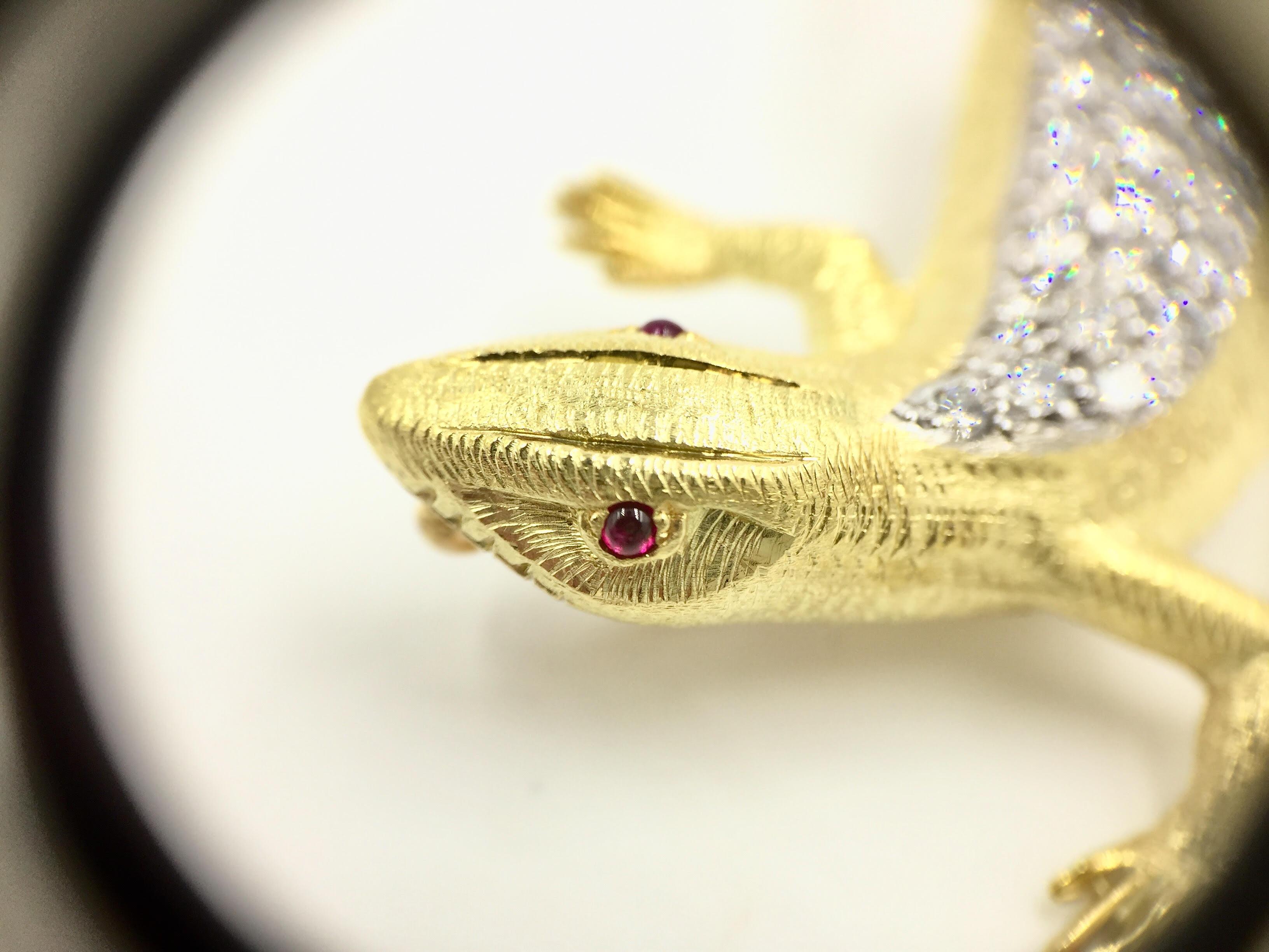 18 Karat Gold and Diamond E. Wolfe & Co. Lizard Brooch For Sale 3