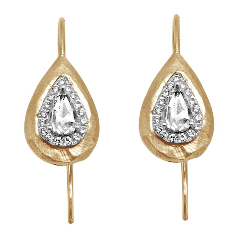 18 Karat Gold and Diamond Earrings with 1 Carat Diamonds