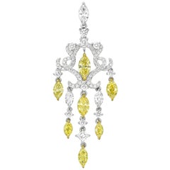 18 Karat Gold and Diamond Fancy Yellow and White Diamonds Pendant