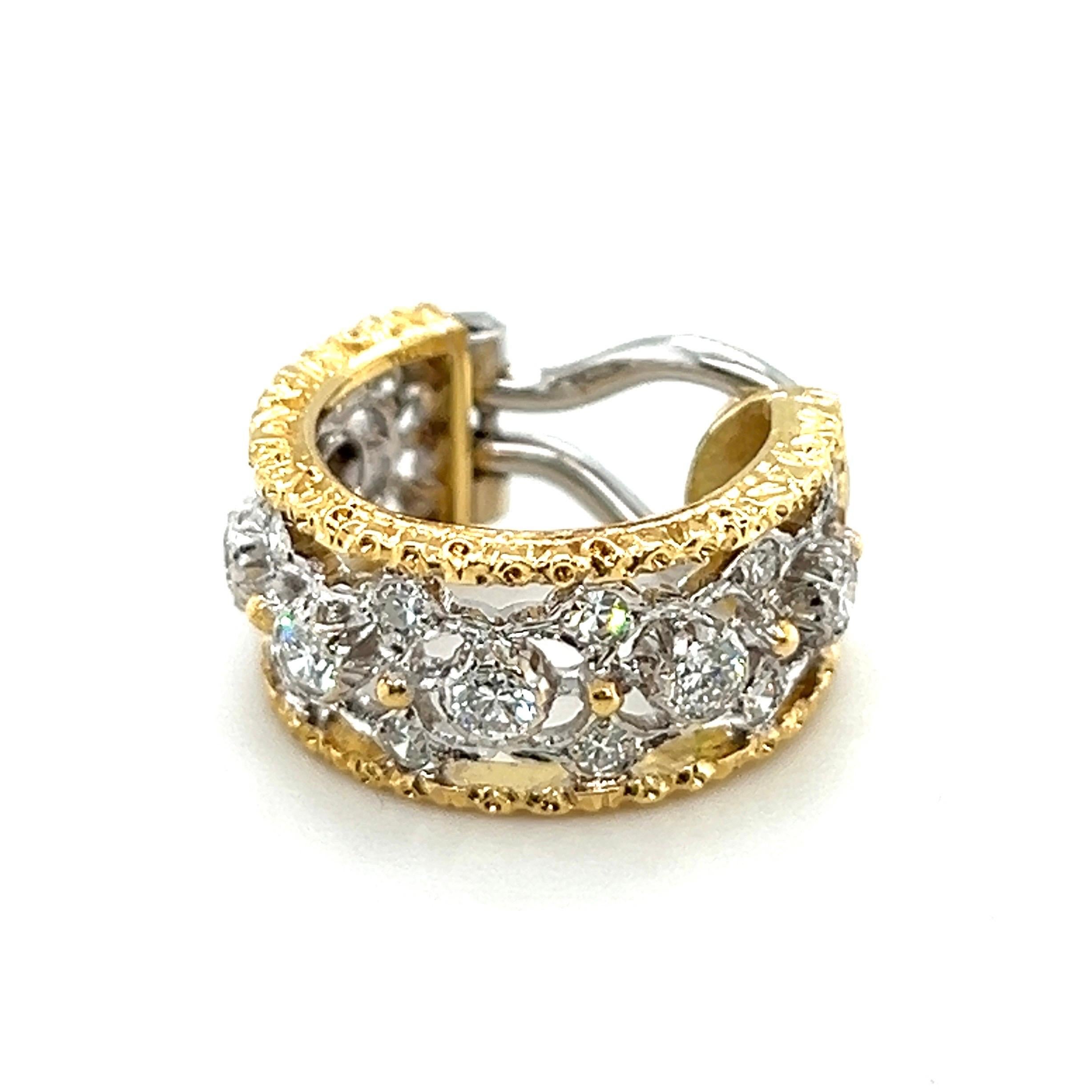 18 Karat Gold and Diamond Hoop Earrings by Mario Buccellati For Sale 2