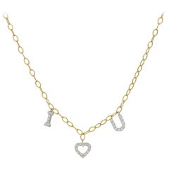 18 Karat Gold and Diamond "I LOVE YOU" Charm Necklace