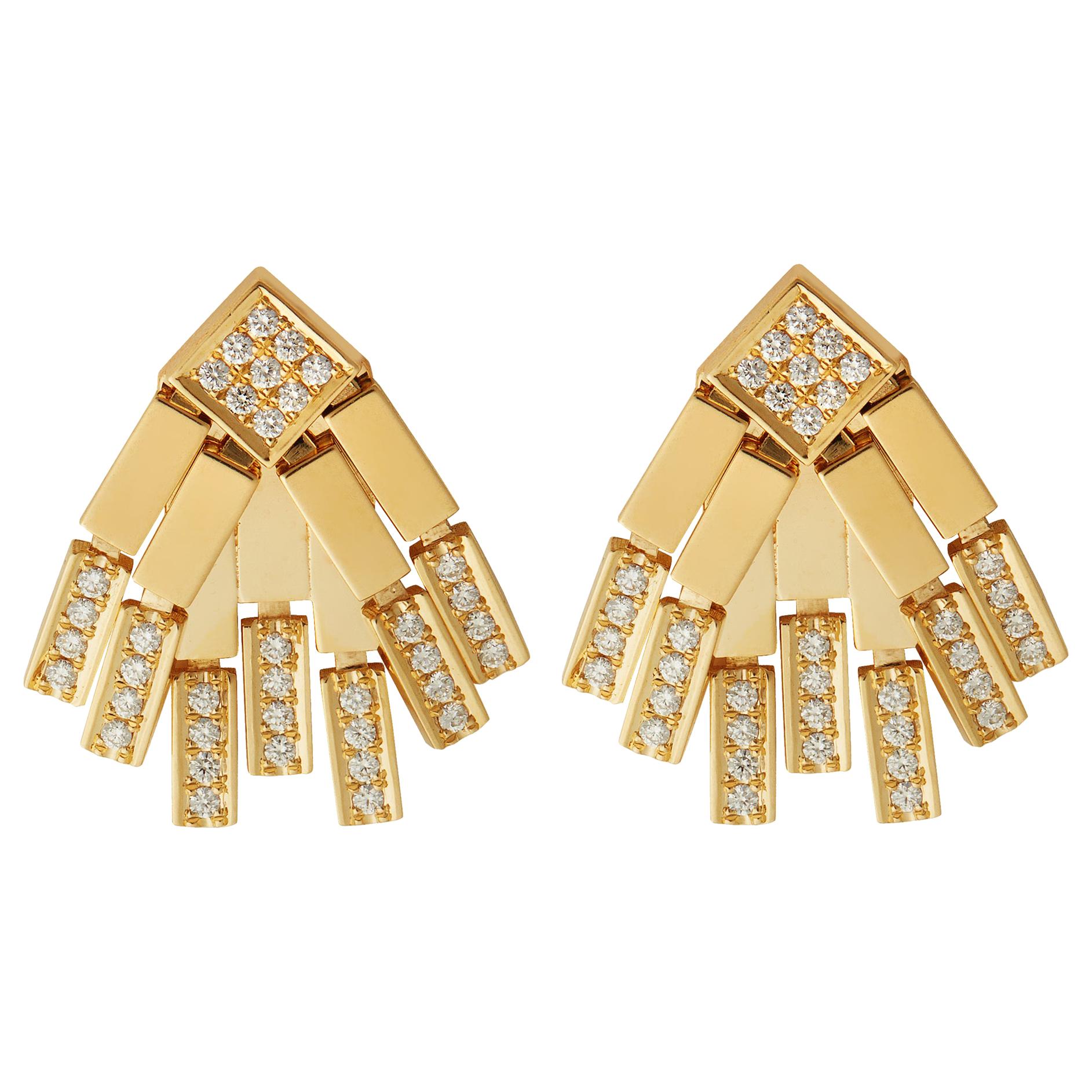 18 Karat Gold and Diamond Little Rapids Earrings For Sale