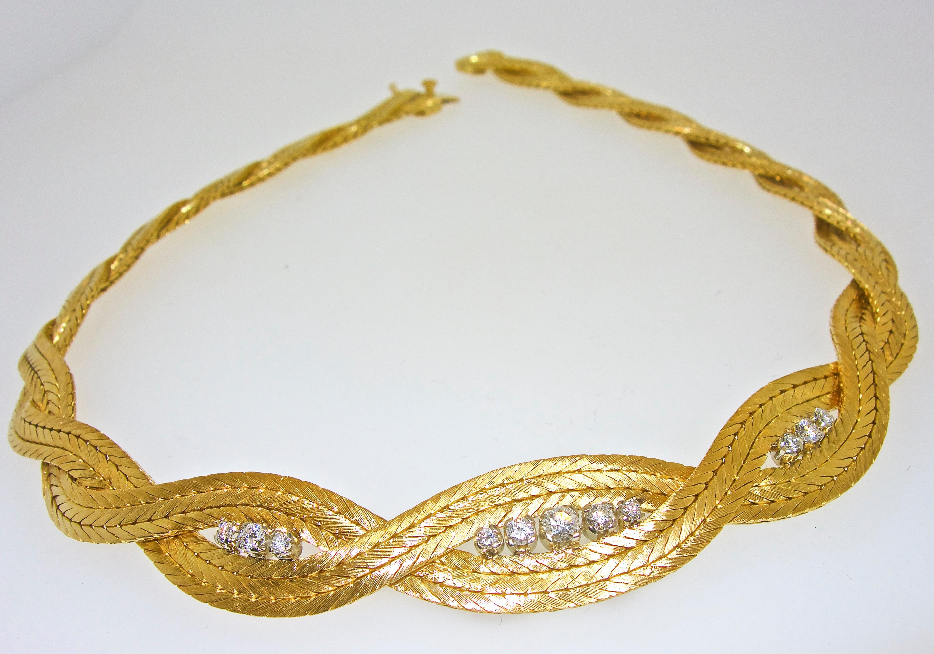 Contemporary 18 Karat Gold and Diamond Necklace, 1960s