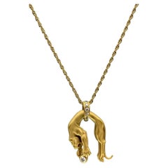 18 Karat Gold and Diamond Panther Pendant