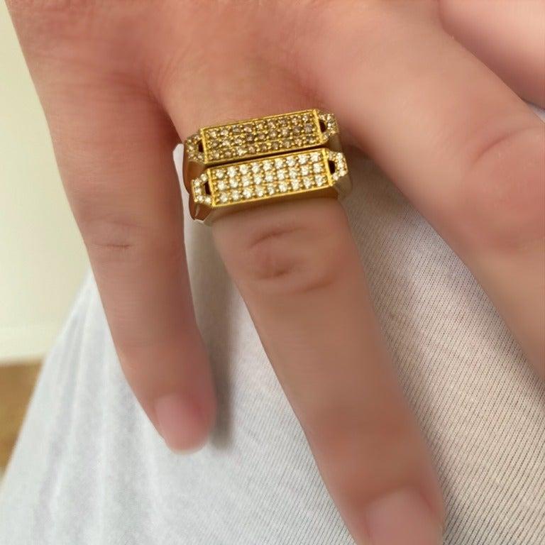For Sale:  18 Karat Gold and Diamond Pave Signet Ring 5