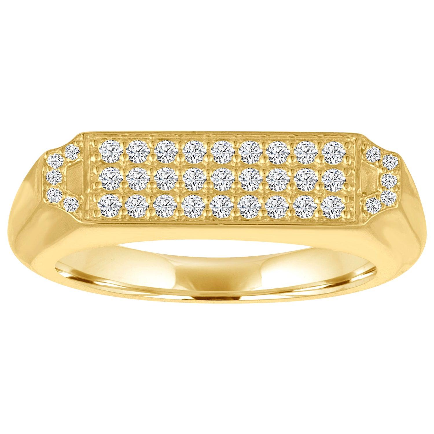 18 Karat Gold and Diamond Pave Signet Ring