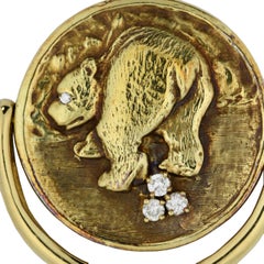 18 Karat Gold and Diamond Pendant, "Bull and Bear"