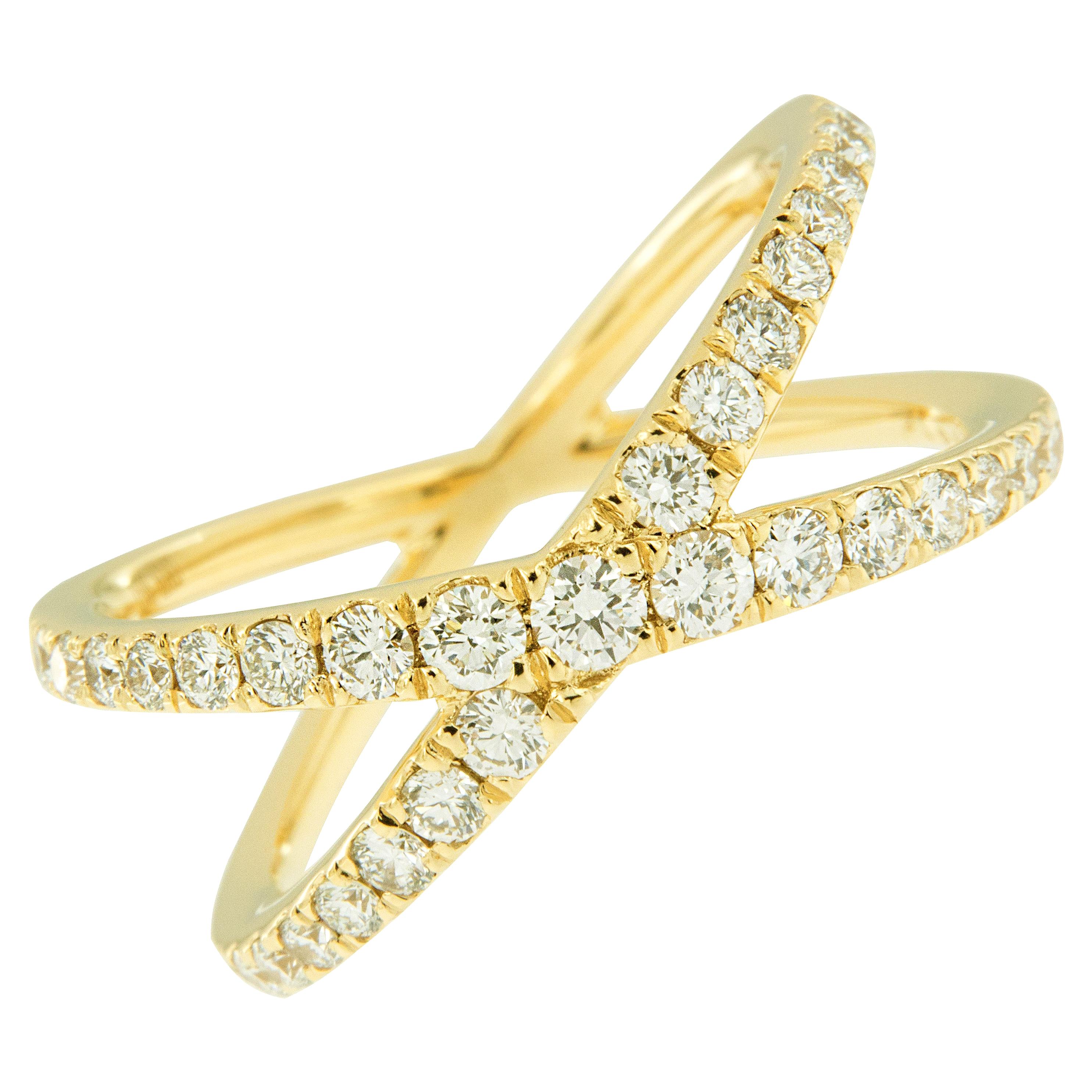 18 Karat Gold und Diamant X Crossover Ring von Campanelli & Pear im Angebot