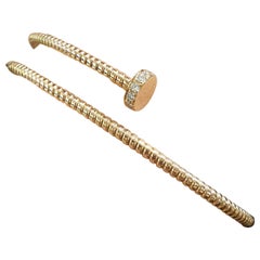 18 Karat Gold and Diamonds Bangle Bracelet in Three Colors of Gold