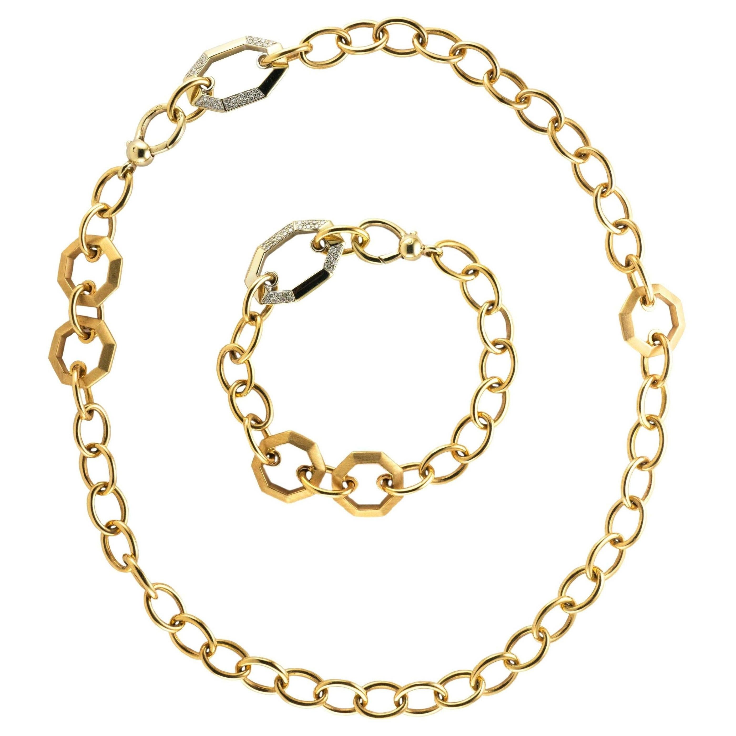 18 Karat Gold und Diamanten Kette und Armband Set