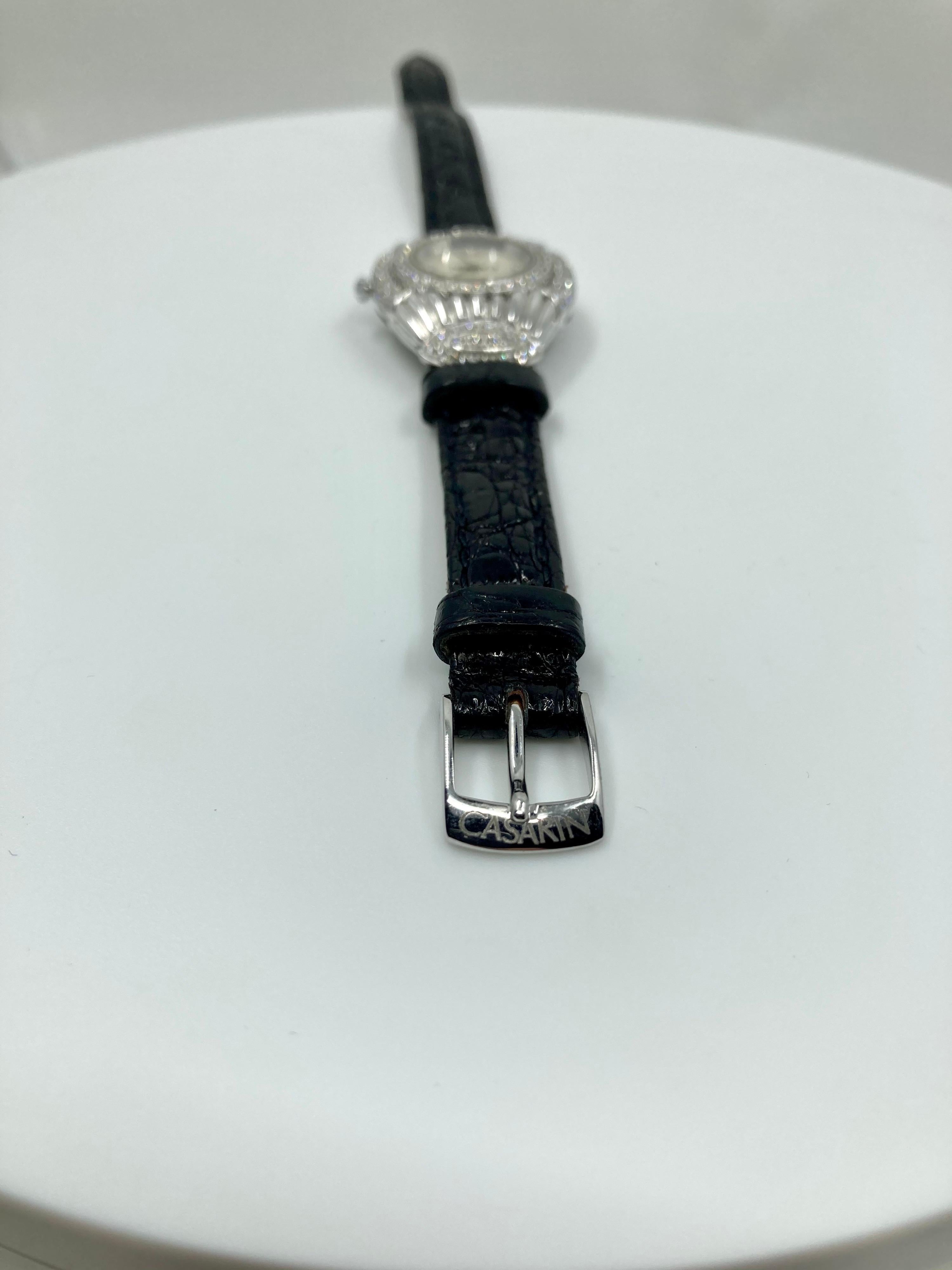 Women's 18 Karat Gold and Diamonds Wristwatch, with Leather Bracelet For Sale