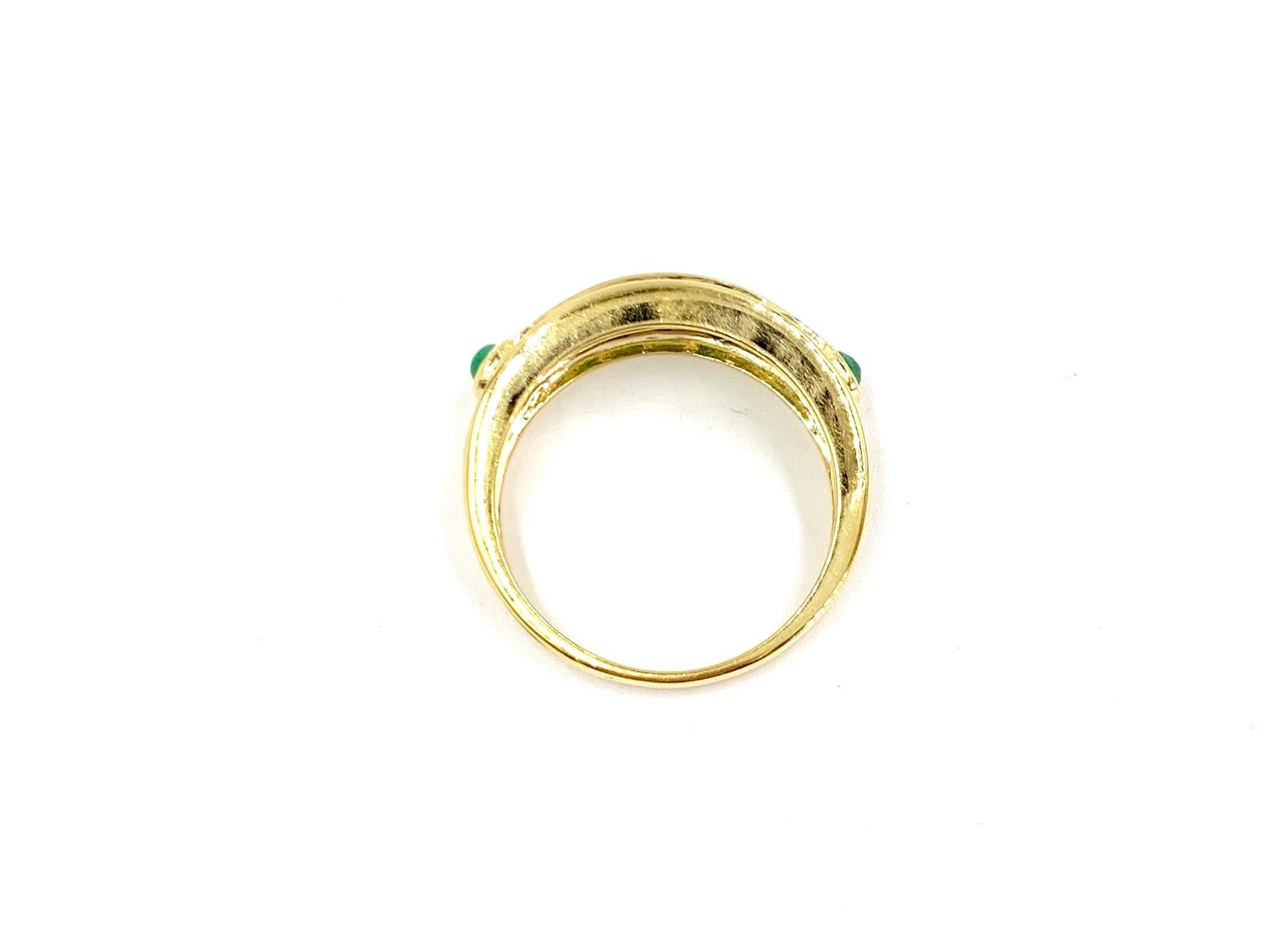 Women's 18 Karat Gold and Emerald Band Ring For Sale