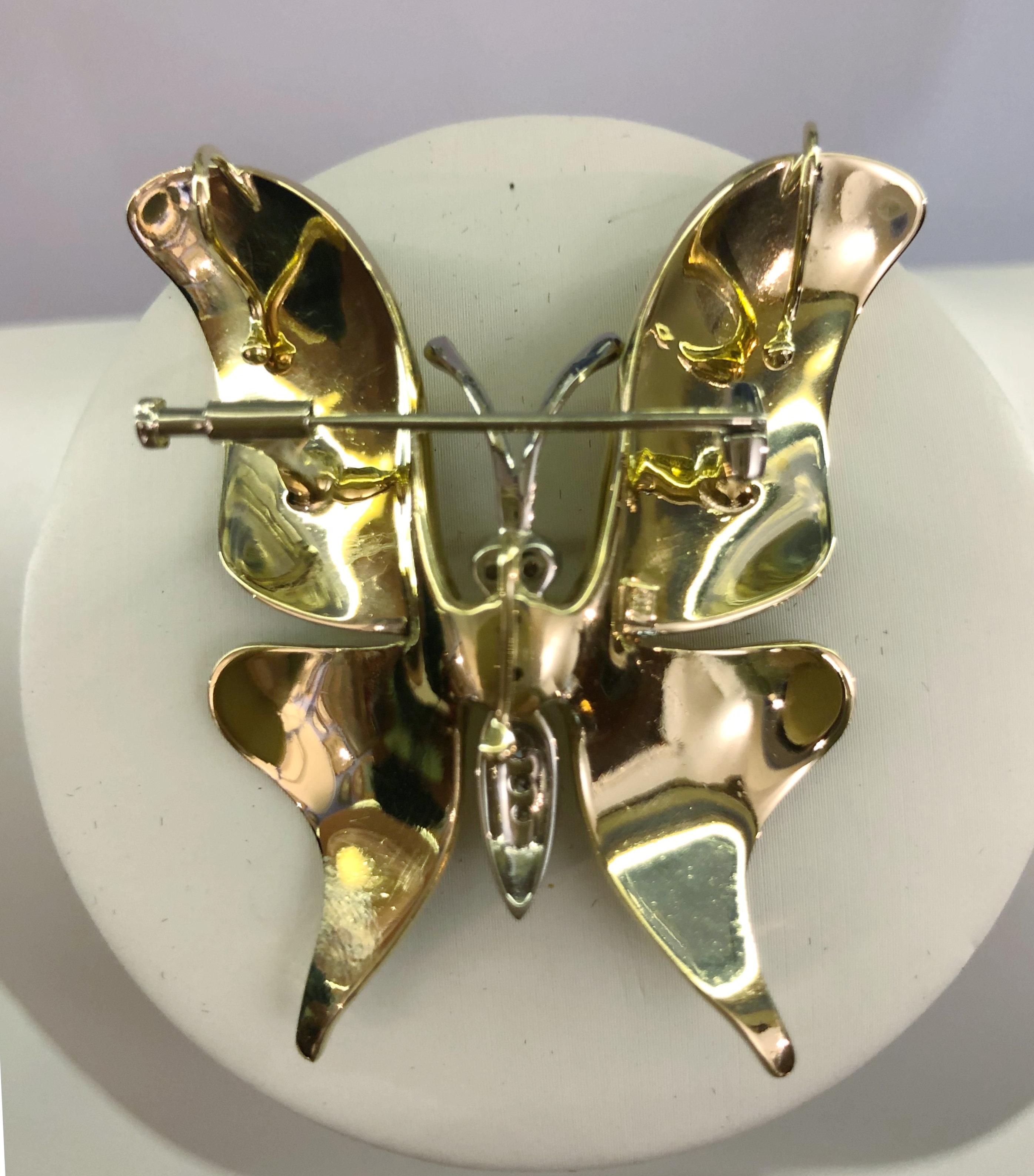 18 Karat Gold and Enamel Brooch In Good Condition For Sale In Palm Springs, CA
