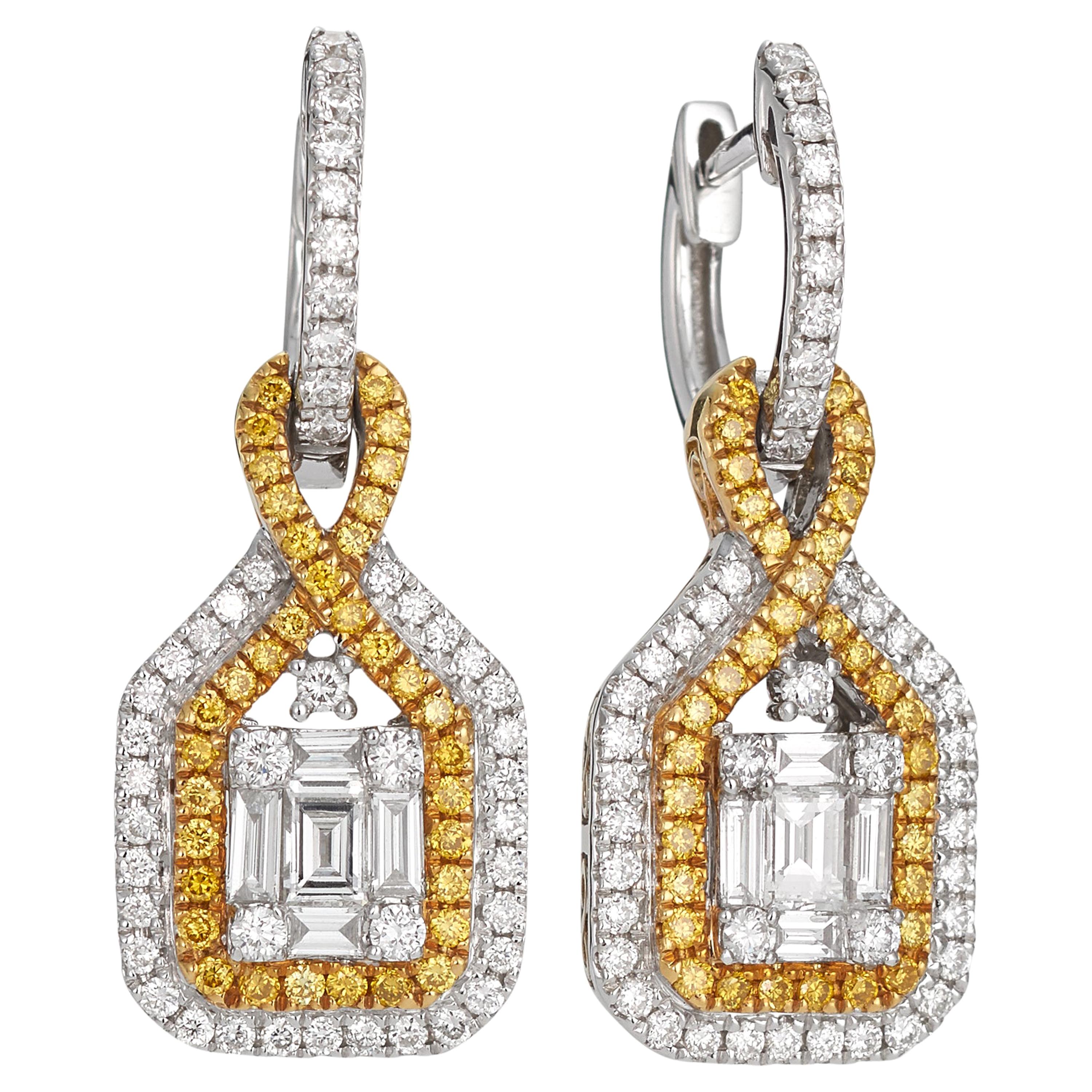 18 Karat Gold and Fancy Yellow Diamond Drop Earrings