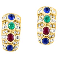 18 Karat Gold and Gem Set Earrings