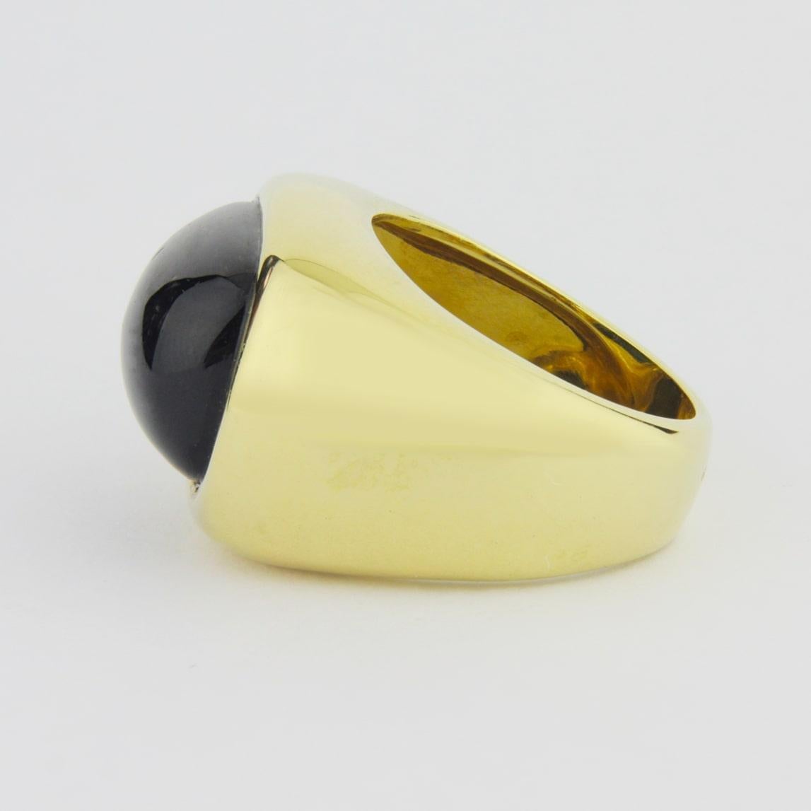 Modernist 18 Karat Gold and Green Tourmaline Ring