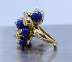 18 Karat Gold and Lapis Bubble Ring