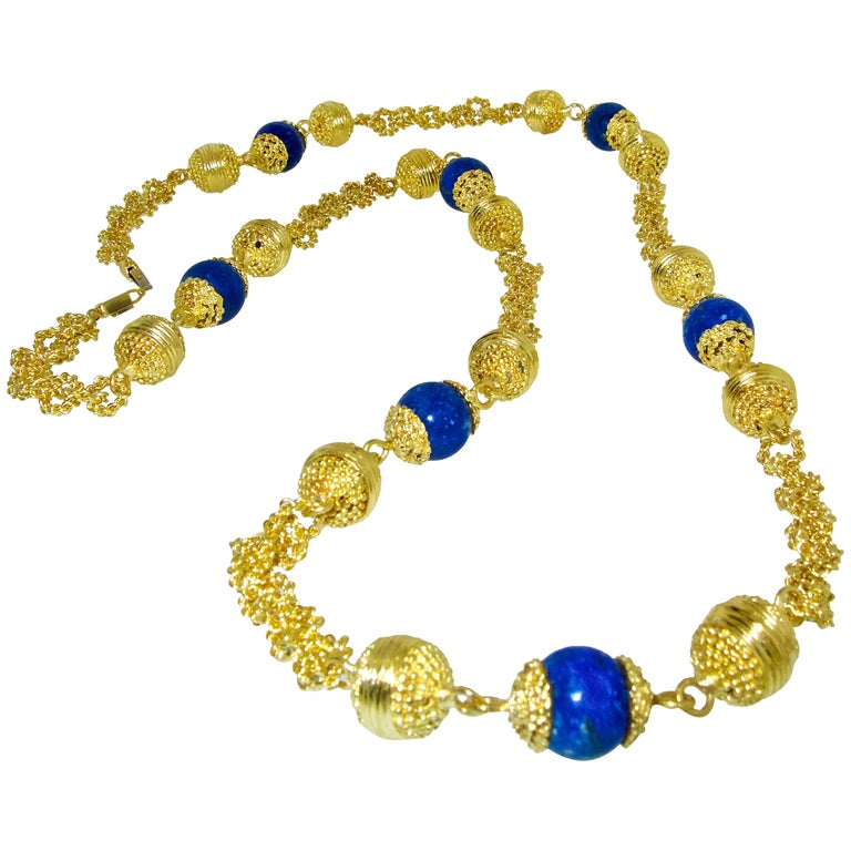 Halskette aus 18 Karat Gold und Lapislazuli 1