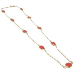18 Karat Gold and Oxblood Coral Necklace