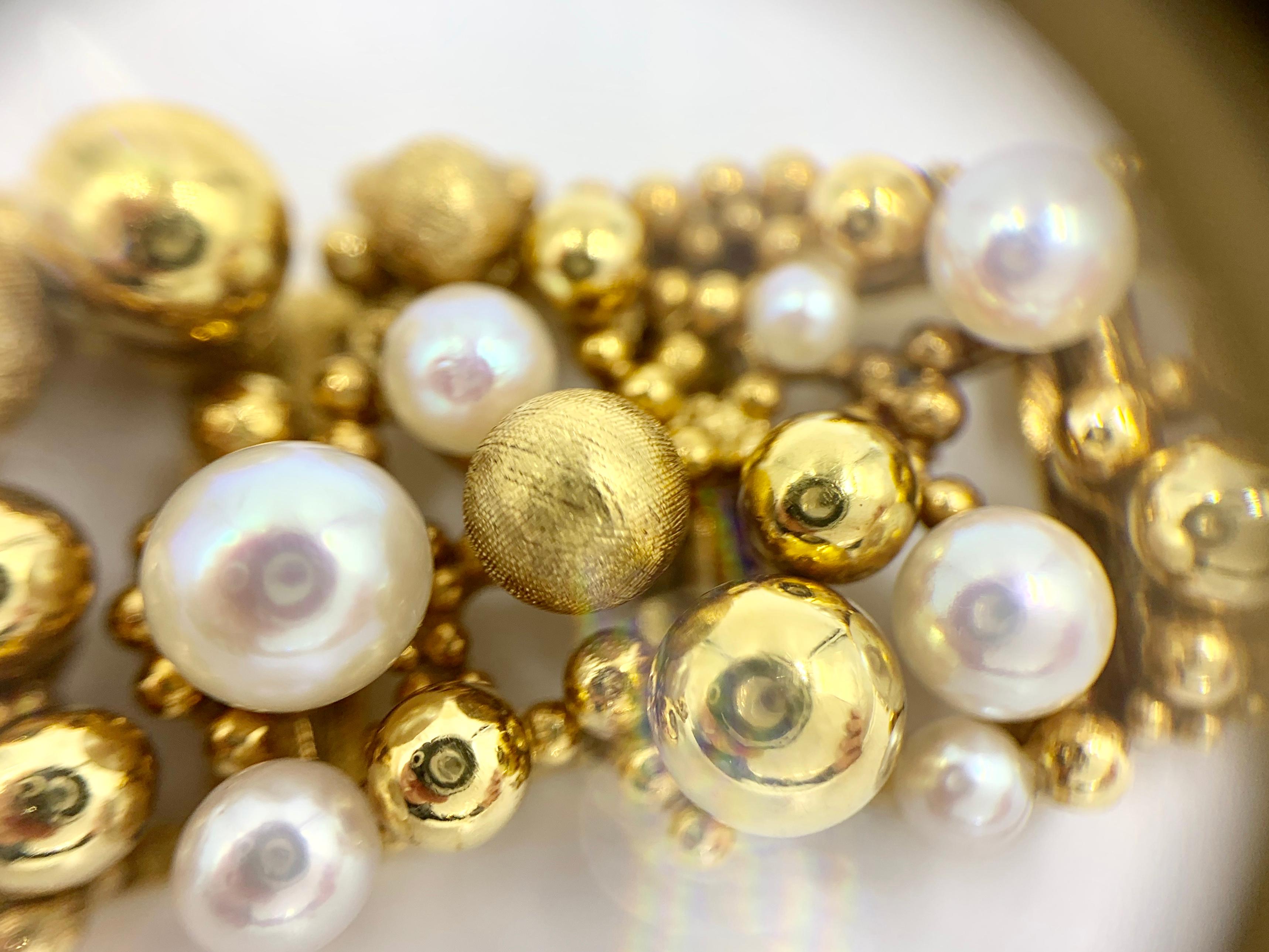 18 Karat Gold and Pearl Wide Bracelet 8