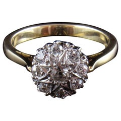 Vintage 18-Karat Gold and Platinum Diamond Daisy Cluster Ring, circa 1960