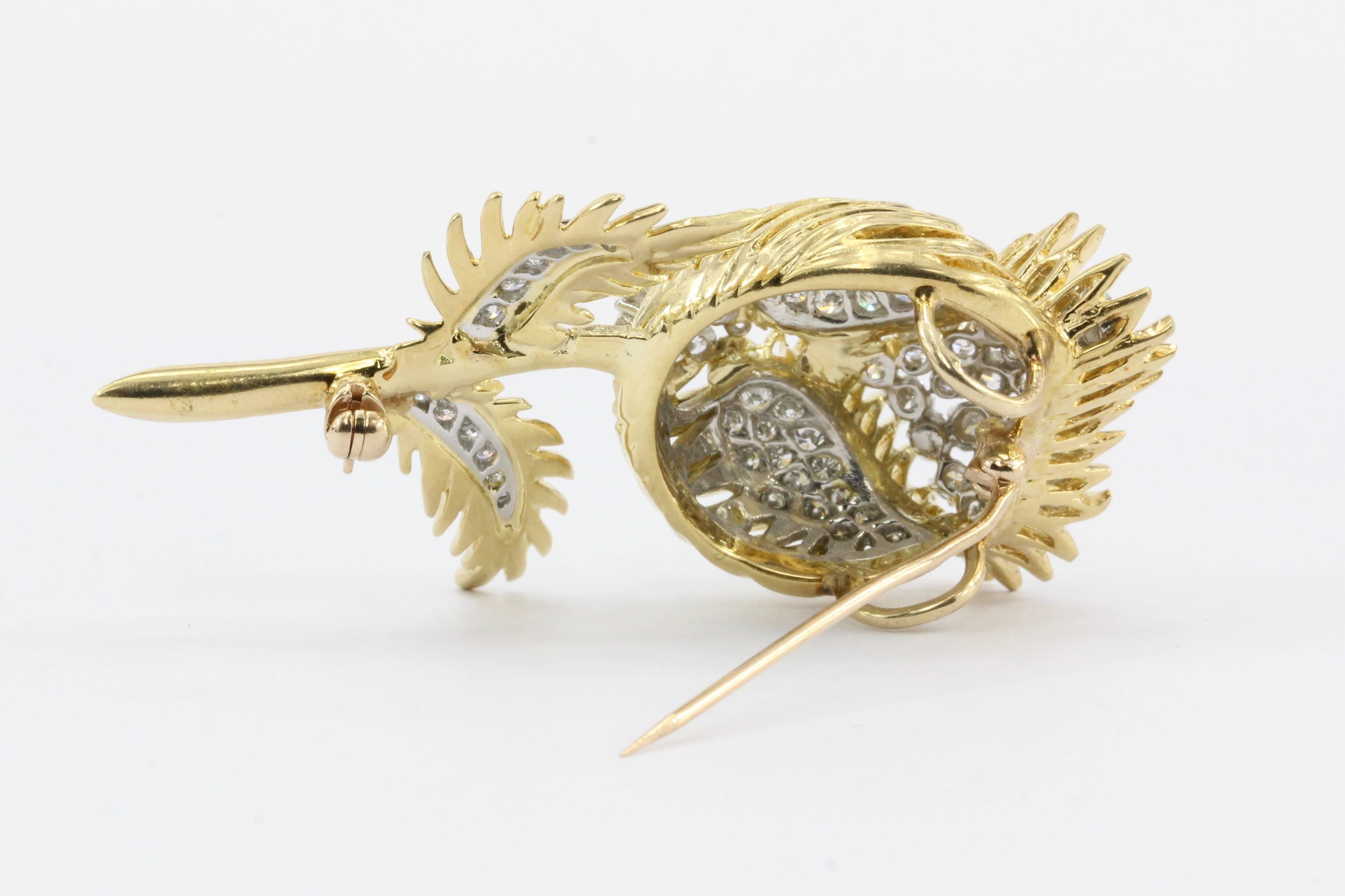 18 Karat Gold and Platinum Diamond Flowering Thistle Pendant or Brooch In Excellent Condition In Cape May, NJ