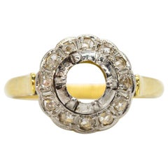 18 Karat Gold and Platinum Diamond Semi Mounting Ring