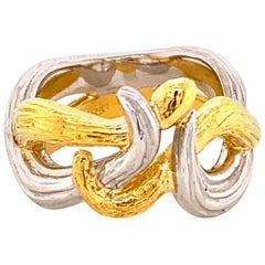 „Schlangen“-Ring aus 18 Karat Gold und Platin