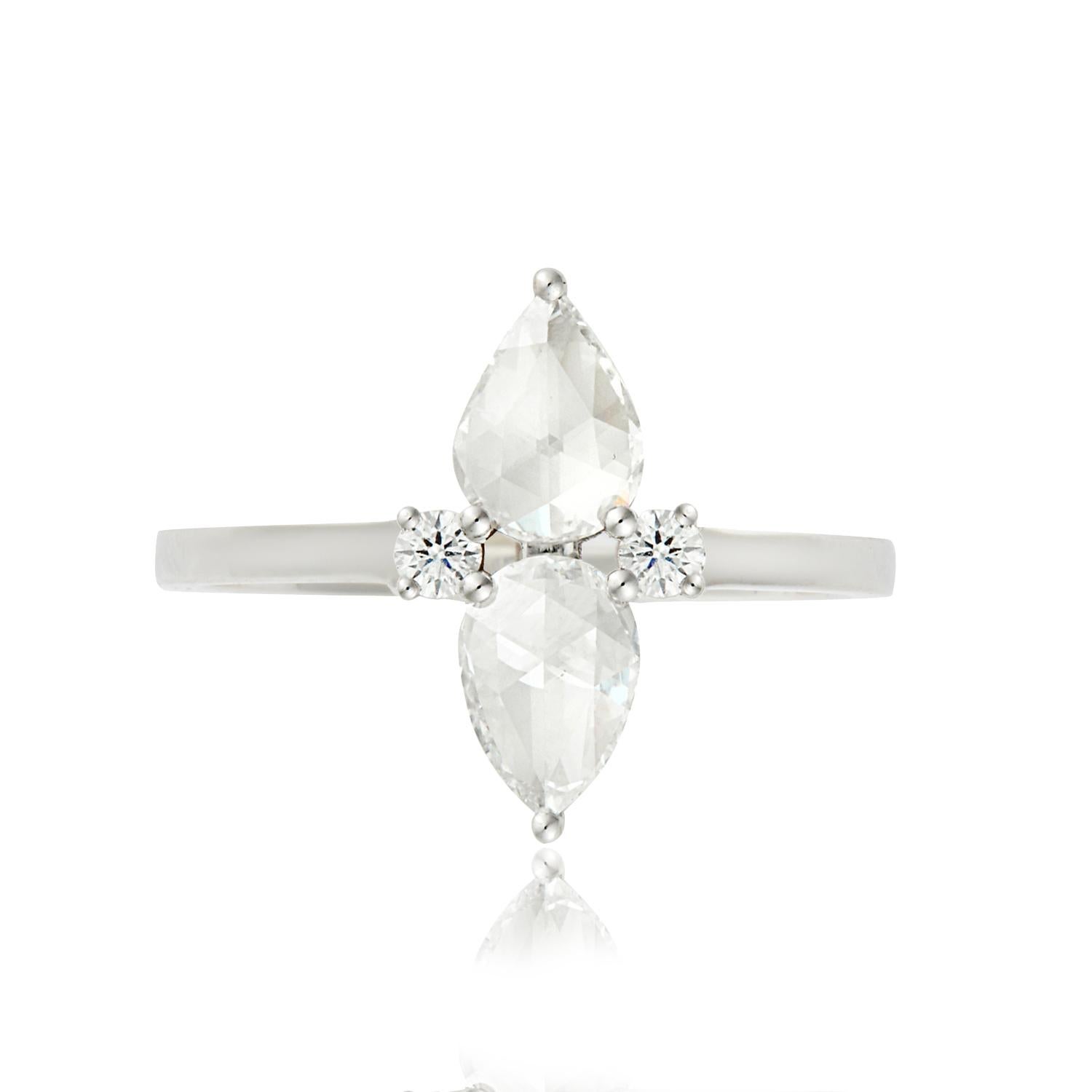 Women's 18 Karat Gold and Rosecut Diamond Engagement Ring For Sale