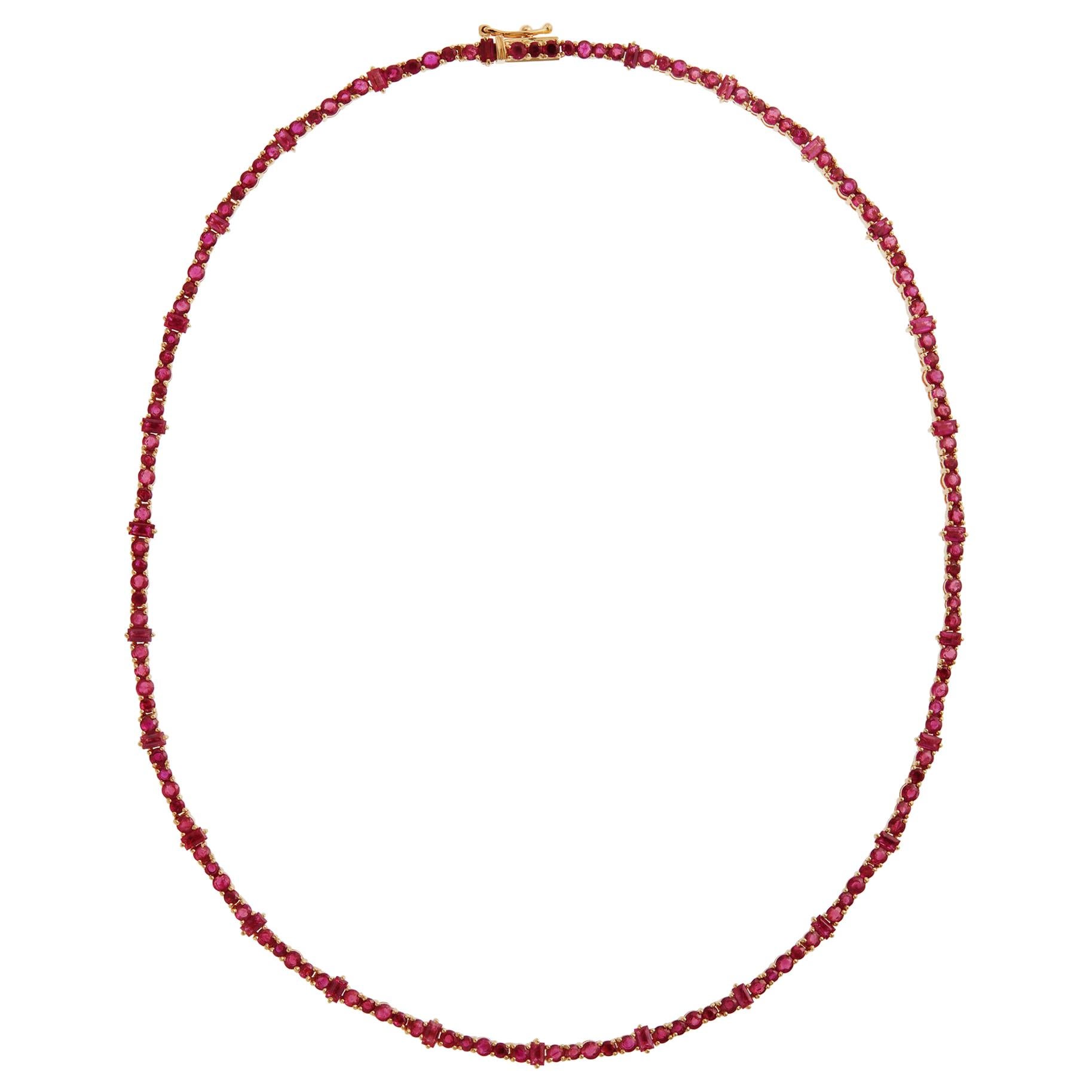 18 Karat Gold and Ruby Rivulet Necklace For Sale
