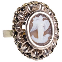 Antique 18 Karat Gold and Saint Michael the Archangel Cameo Ring, Early 20th Century