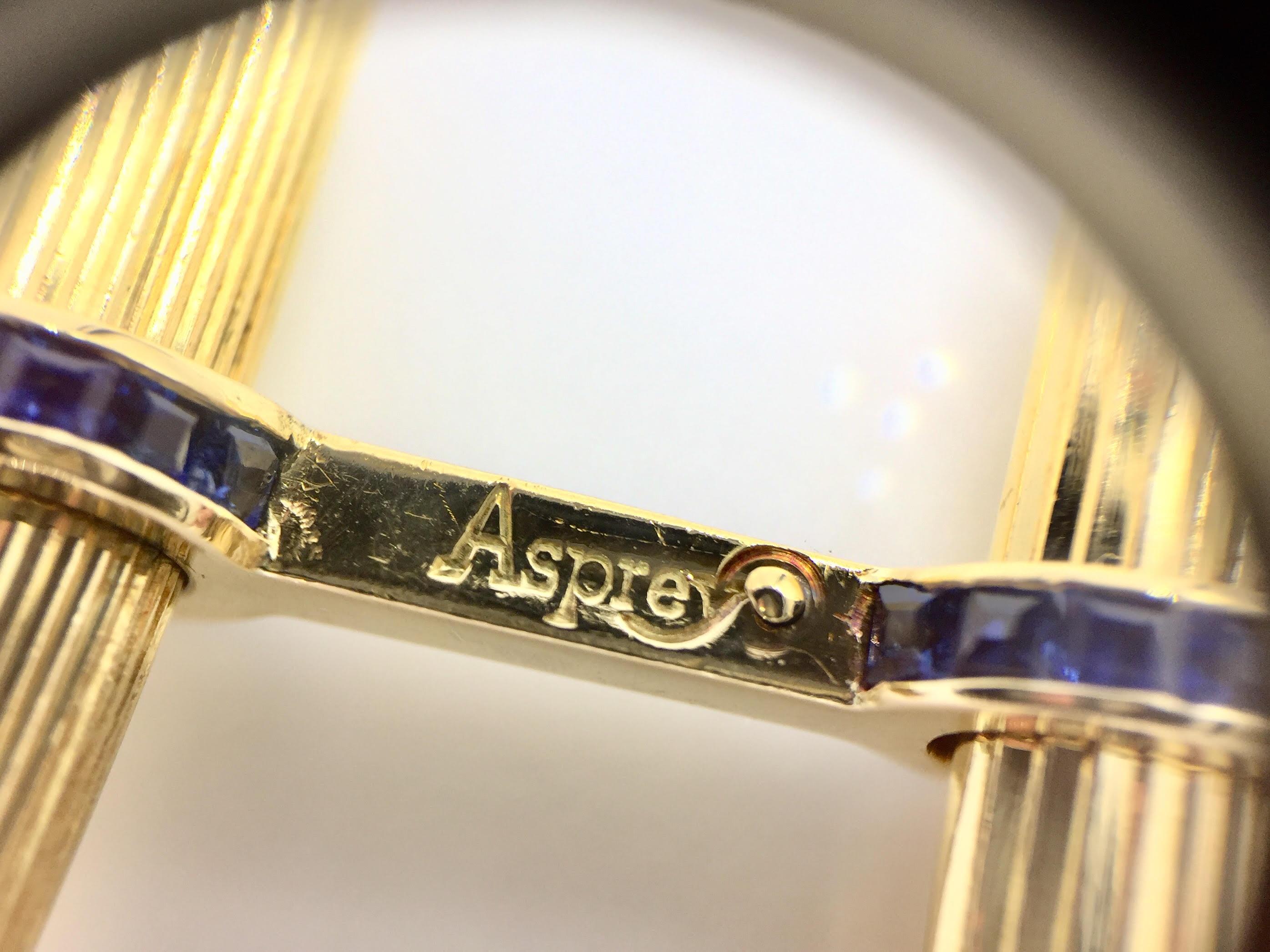 Women's or Men's 18 Karat Gold and Sapphire Asprey Cufflinks, circa 1940