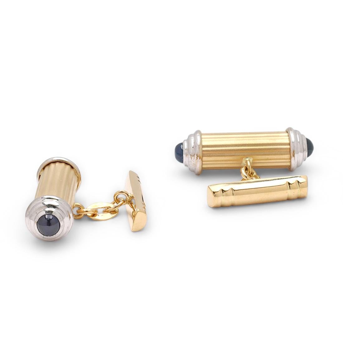 18 Karat Gold and Sapphire Cufflinks In Excellent Condition In New York, NY
