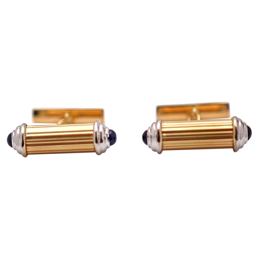 18 Karat Gold and Sapphire Cufflinks