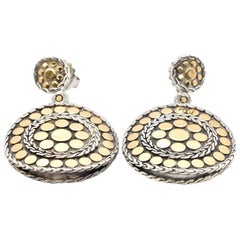 18 Karat Gold and Stainless Steel John Hardy Nuansa Dot Collection Earrings