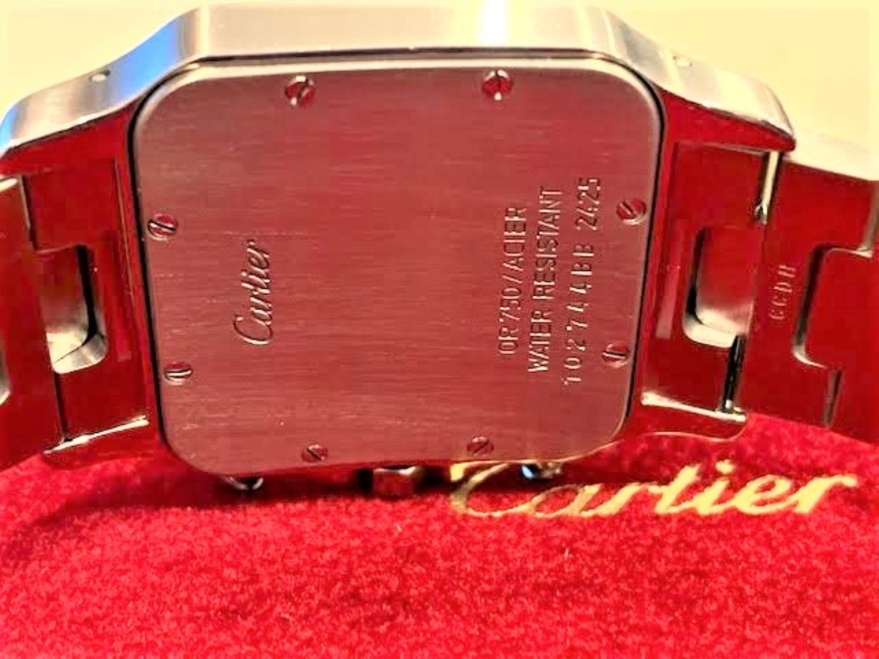18 Karat Gold and Steel Curved Santos De Cartier Wristwatch For Sale 5