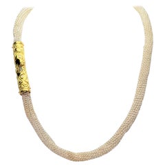 18 Karat Gold and Sterling Silver Serpent Necklace