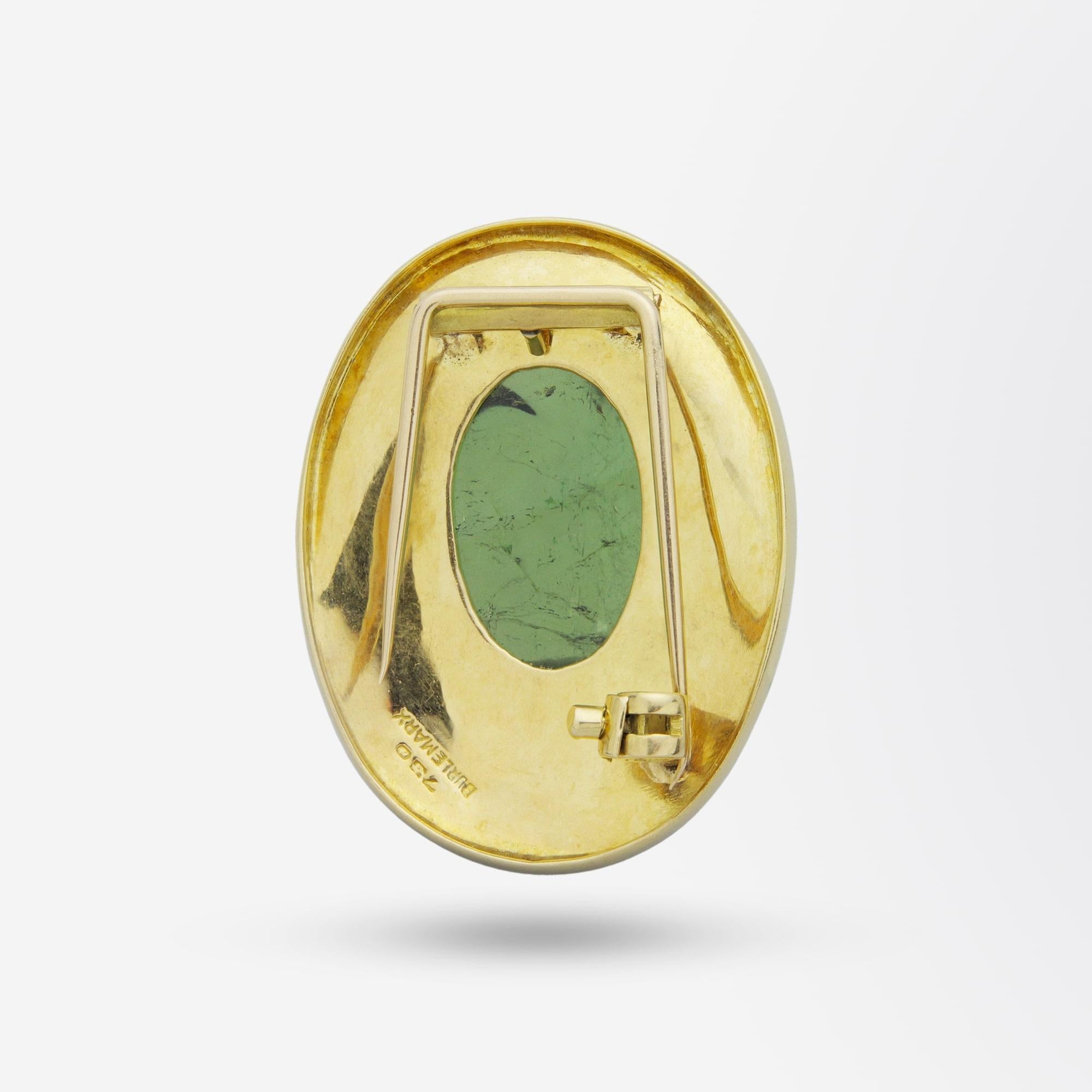 Modernist 18 Karat Gold and Tourmaline Brooch Pin by Haroldo Burle Marx