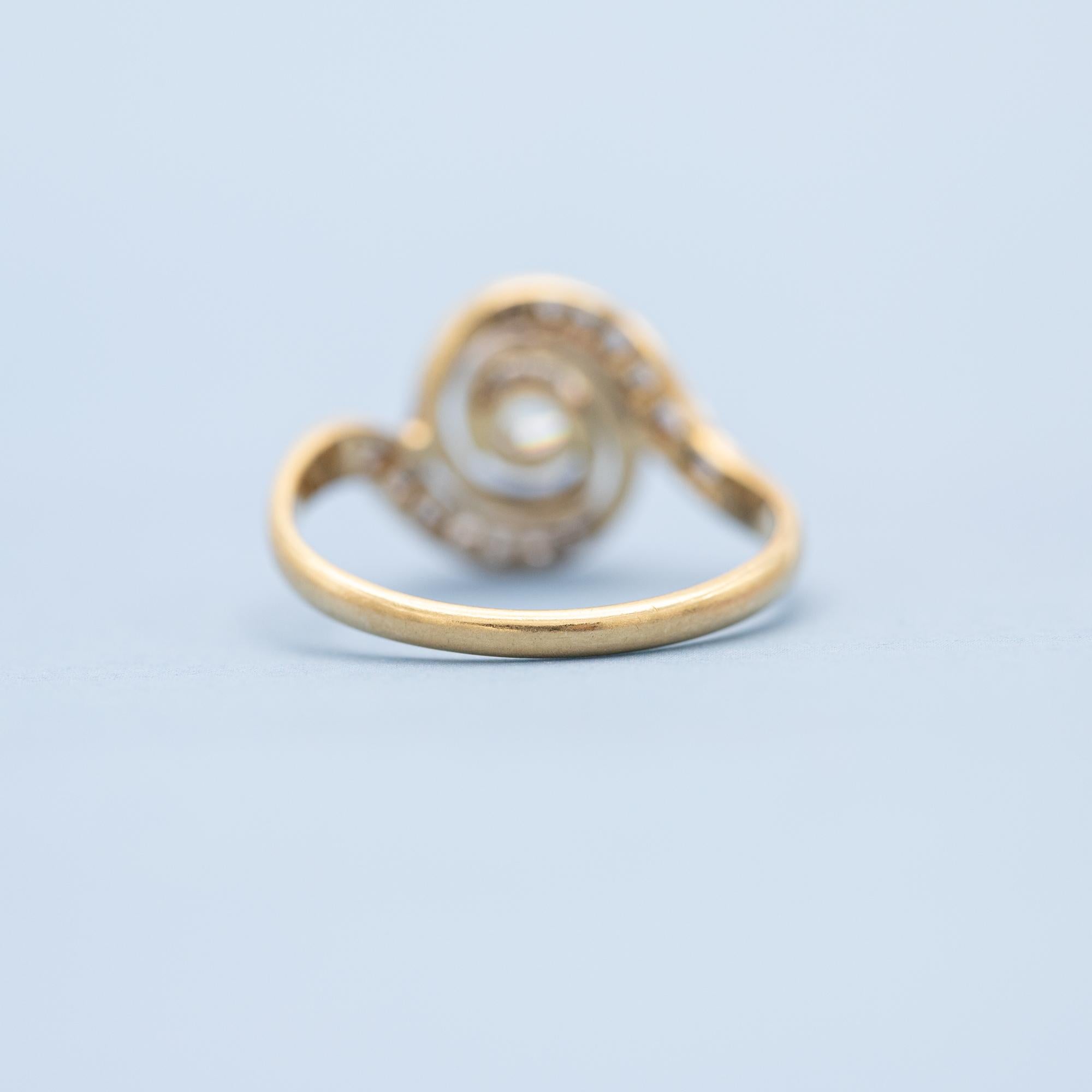 18 karat gold Antique Engagement ring - rose diamonds - Edwardian tourbillon 6