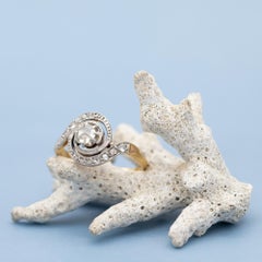 18 karat gold Antique Engagement ring - rose diamonds - Edwardian tourbillon