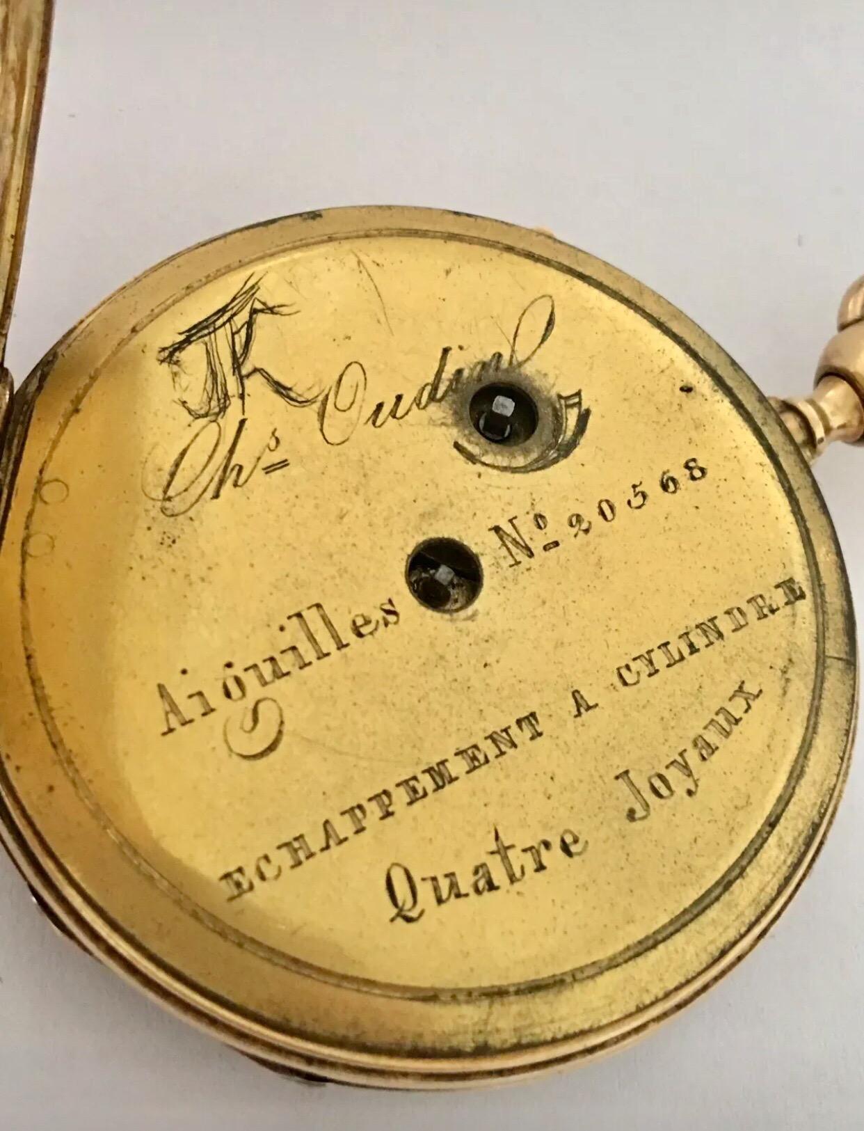 18 Karat Gold Antique Quarter Repeater Pocket Watch For Sale 5