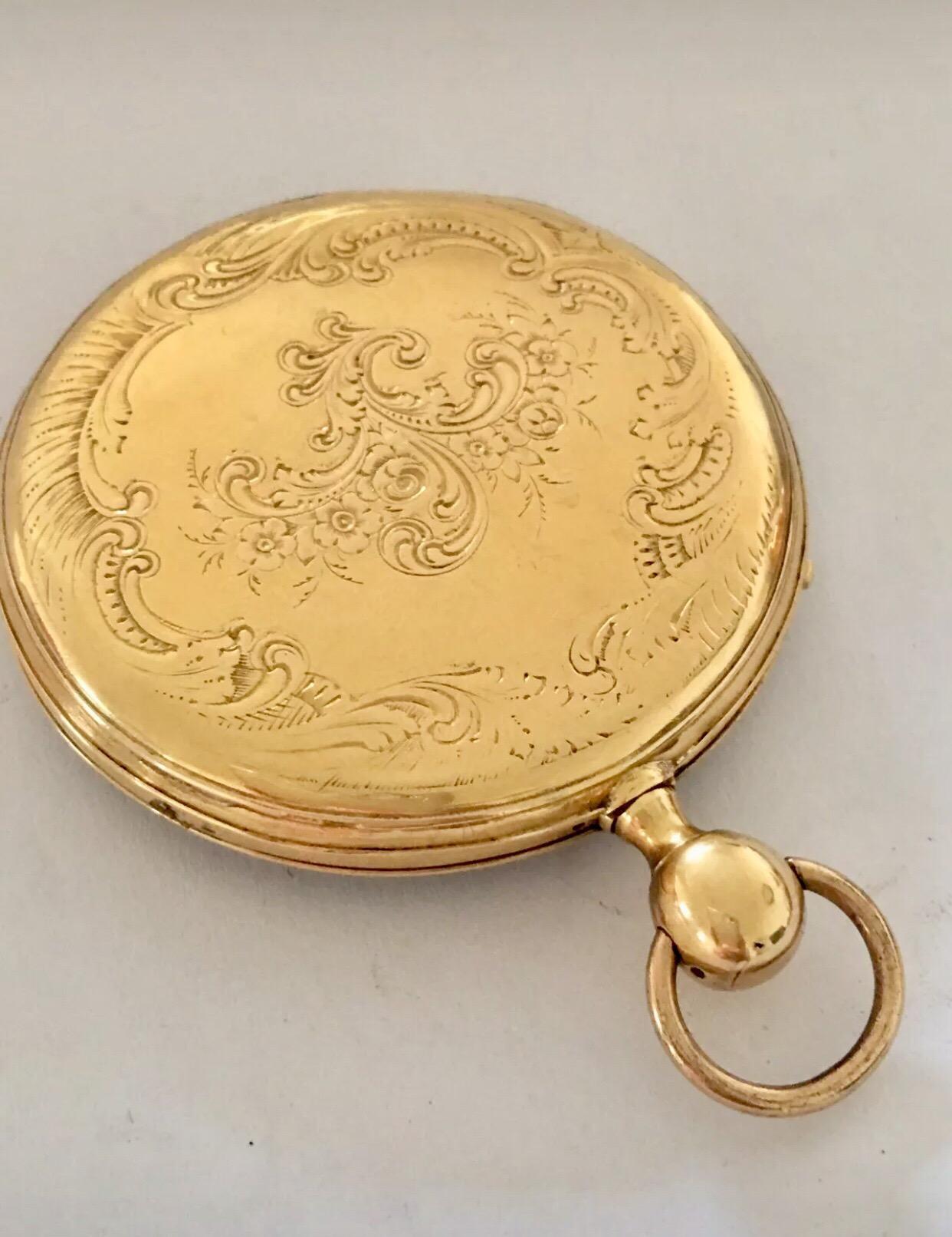 18K Gold Antique Pump up Quarter Repeater Pocket Watch.


This beautiful pump up quarter repeater pocket watch is in good working condition and it is running well. Visible signs of ageing and wear with light marks and tiny dents on the watch case.