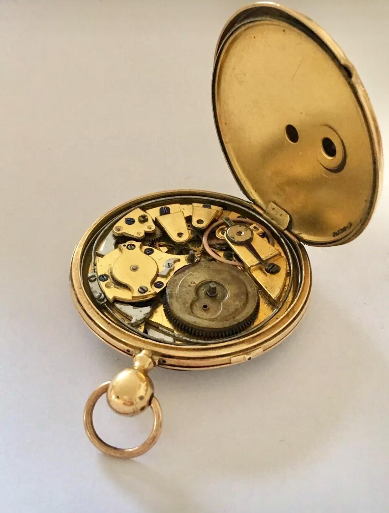 Antike Quarz-Repeater-Taschenuhr aus 18 Karat Gold im Angebot 1